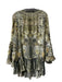 Camilla Size S Brown, Tan & Black Silk Ruffle Rhinestone Animal Print Dress Brown, Tan & Black / S