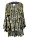 Camilla Size S Brown, Tan & Black Silk Ruffle Rhinestone Animal Print Dress Brown, Tan & Black / S