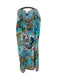 Camilla Size One Size Blue & Multi Silk Wide Scoop Neck Jungle Rhinestone Dress Blue & Multi / One Size