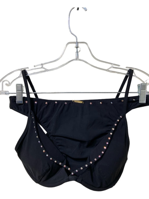 Sauvage California Size S Black Nylon Blend Rhinestone Triangle Top Swimsuit Black / S