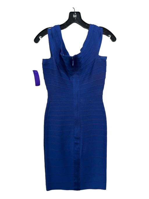 Herve Leger Size Small Royal Blue Rayon Blend Sleeveless Off Shoulder Dress Royal Blue / Small