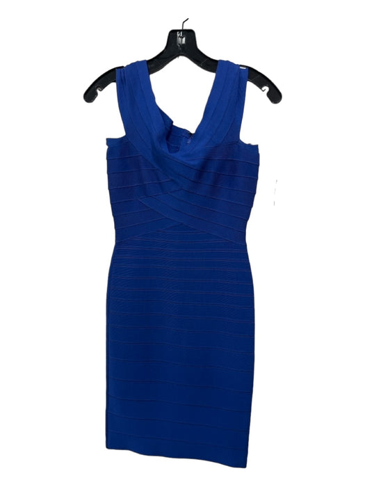 Herve Leger Size Small Royal Blue Rayon Blend Sleeveless Off Shoulder Dress Royal Blue / Small