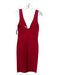 Herve Leger Size Small Red Rayon Blend Sleeveless Deep V Midi Bodycon Dress Red / Small