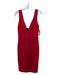 Herve Leger Size Small Red Rayon Blend Sleeveless Deep V Midi Bodycon Dress Red / Small