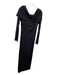 Prabal Gurung Size 6 Black Rayon Front Gather Off Shoulder Long Sleeve Gown Black / 6