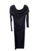 Prabal Gurung Size 6 Black Rayon Front Gather Off Shoulder Long Sleeve Gown Black / 6