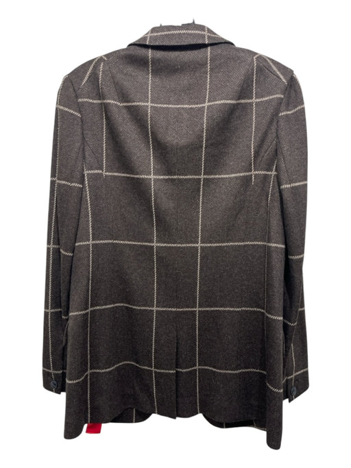 Rag & Bone Size 2 Dark Brown Print Polyester Blend Windowpane Check Plaid Jacket Dark Brown Print / 2