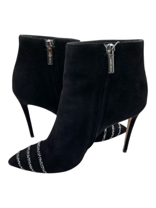 Jimmy Choo Shoe Size 38 Black & Silver Suede Upper Crystal Solid Pump Booties Black & Silver / 38
