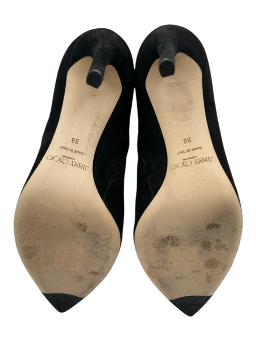 Jimmy Choo Shoe Size 38 Black & Silver Suede Upper Crystal Solid Pump Booties Black & Silver / 38