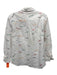 Sezane Size 38 White & Multi Cotton Button Front Script Long Cuff Sleeve Top White & Multi / 38