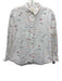Sezane Size 38 White & Multi Cotton Button Front Script Long Cuff Sleeve Top White & Multi / 38