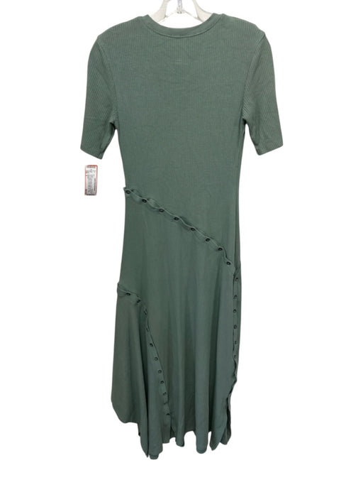 Simkhai Size S Green Rayon Blend Jersey Detachable Skirt Button Ribbed Dress Green / S