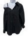 L'Academie Size XS Black Cotton Button Front Long Sleeve Patch Pocket Mini Dress Black / XS