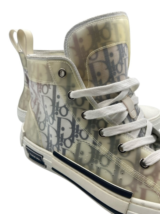 Dior Shoe Size 41 AS IS White & Black Synthetic Oblique High Top Men's Shoes White & Black / 41
