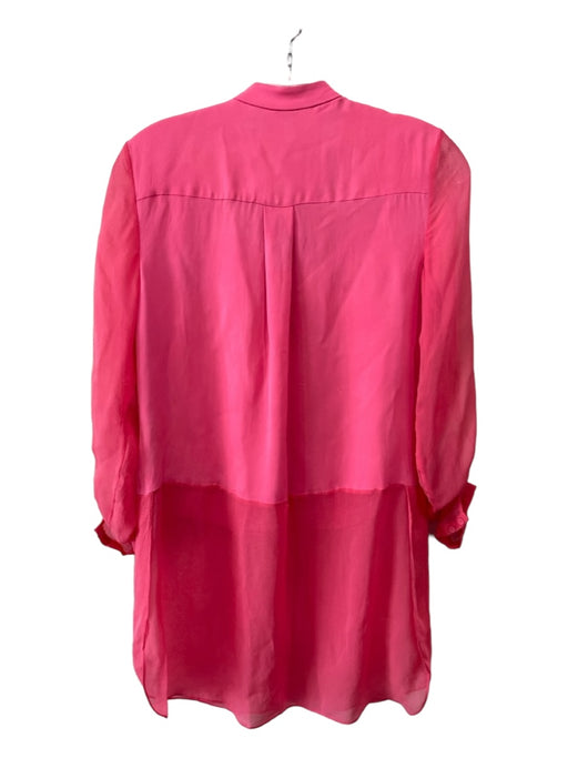 Elie Tahari Size XS Pink Silk Long Sleeve Collar Button Top Pink / XS