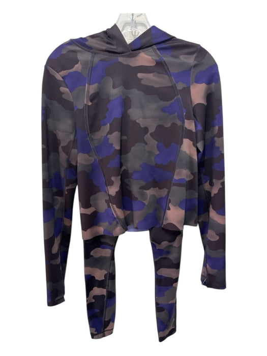 Athleta Size XXS Black, Purple, Gray Nylon & Polyester Camo Hood Pants Set Black, Purple, Gray / XXS