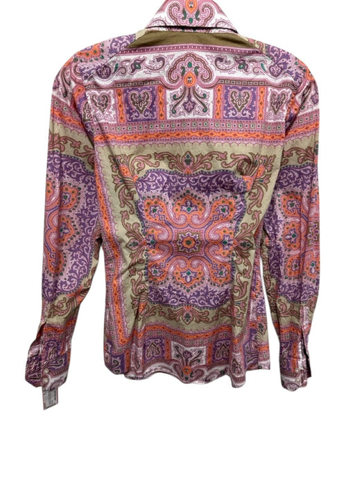 Etro Size 38 Pink, Orange, multi Cotton Long Sleeve Paisley Button Up Top Pink, Orange, multi / 38