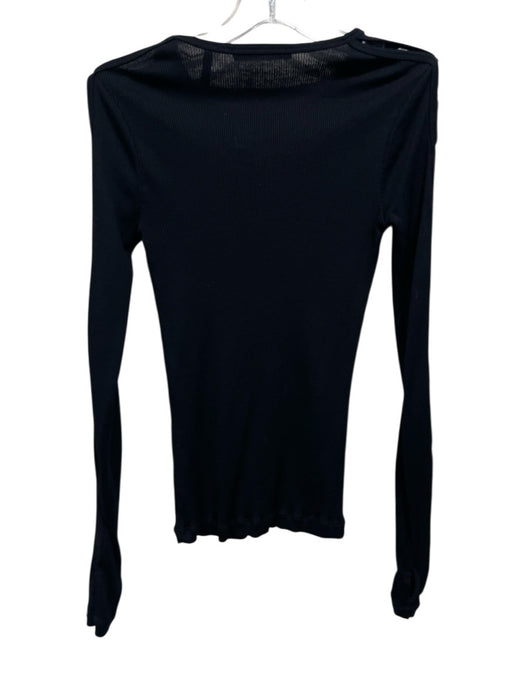 Helmut Lang Size M Black Cotton Long Sleeve Ribbed Cut out detail Top Black / M