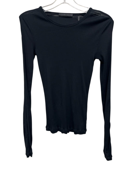 Helmut Lang Size M Black Cotton Long Sleeve Ribbed Cut out detail Top Black / M