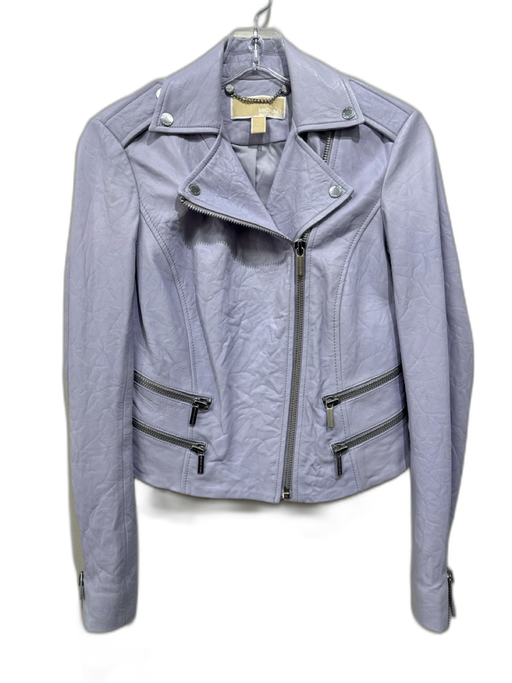 Michael Michael Kors Size XS Lilac Purple Lamb leather Collared Asymmetic Jacket Lilac Purple / XS