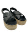Prada Shoe Size 37 Black & Beige Leather Espadrille Criss Cross Sandals Black & Beige / 37