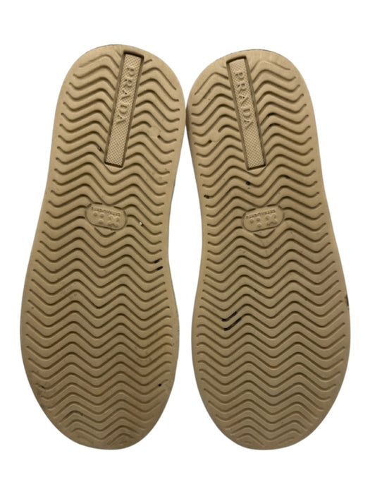 Prada Shoe Size 37 Black & Beige Leather Espadrille Criss Cross Sandals Black & Beige / 37