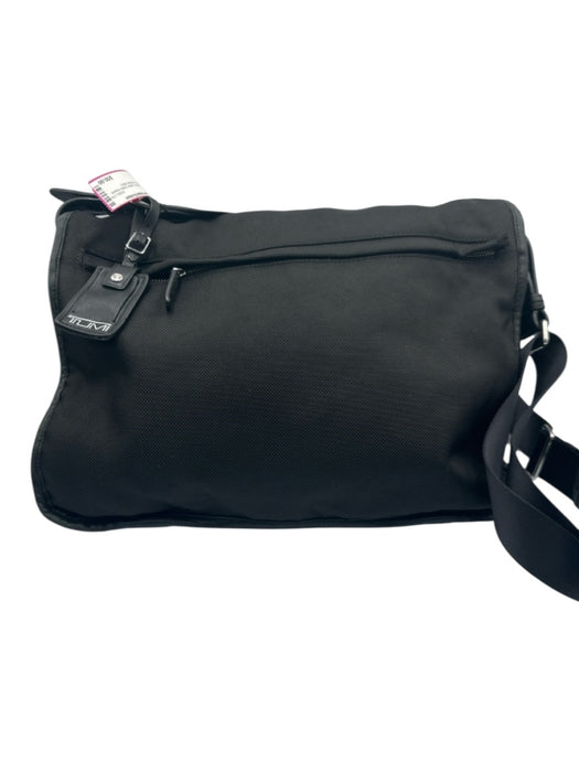 Tumi Black Canvas & Leather Button closure Messenger Men's Bag Black