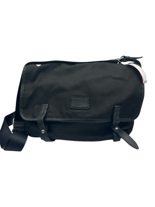 Tumi Black Canvas & Leather Button closure Messenger Men's Bag Black