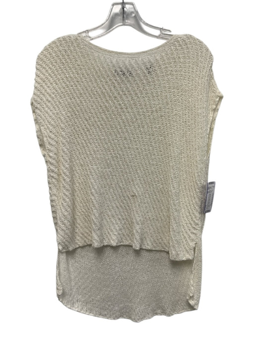 ATM Size XS Cream White Cotton Blend Knit Cap Sleeve Wide Neck Boxy Top Cream White / XS