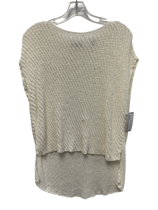 ATM Size XS Cream White Cotton Blend Knit Cap Sleeve Wide Neck Boxy Top Cream White / XS