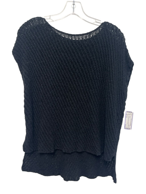 ATM Size XS Black Cotton Blend Knit Cap Sleeve Wide Neck Boxy Top Black / XS