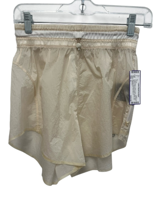 Lululemon Size 4 Cream Beige & White Nylon Semi Sheer Athletic Zip Pocket Shorts Cream Beige & White / 4