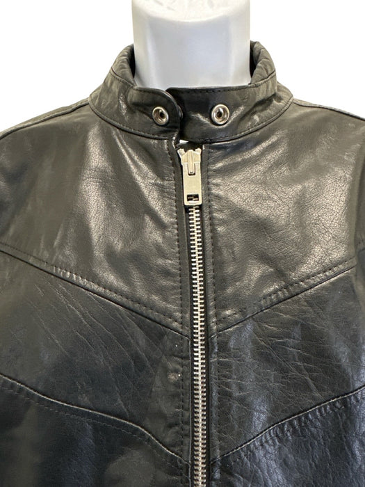 Diesel Size XXL Black Leather Zip Pockets Zip Up Men's Jacket Black / XXL