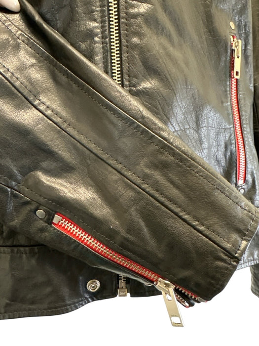 Diesel Size XXL Black Leather Zip Pockets Zip Up Men's Jacket Black / XXL