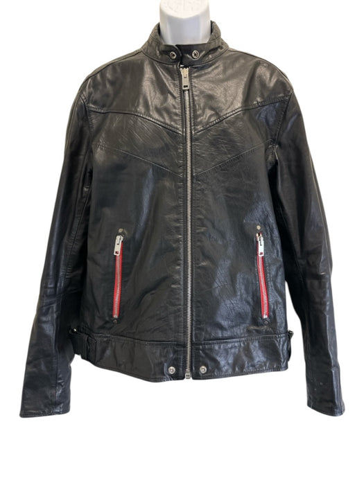 Diesel Size XXL Black Leather Zip Pockets Zip Up Men's Jacket Black / XXL