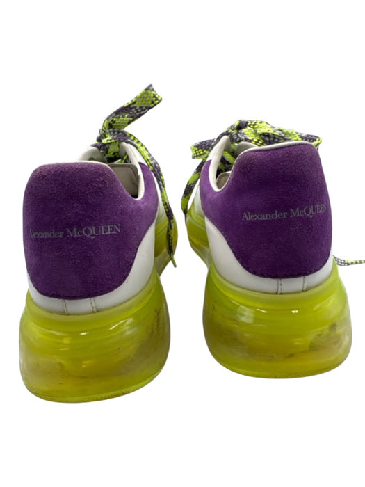 Alexander McQueen Shoe Size 37.5 Green, Purple, White Leather & Suede Sneakers Green, Purple, White / 37.5