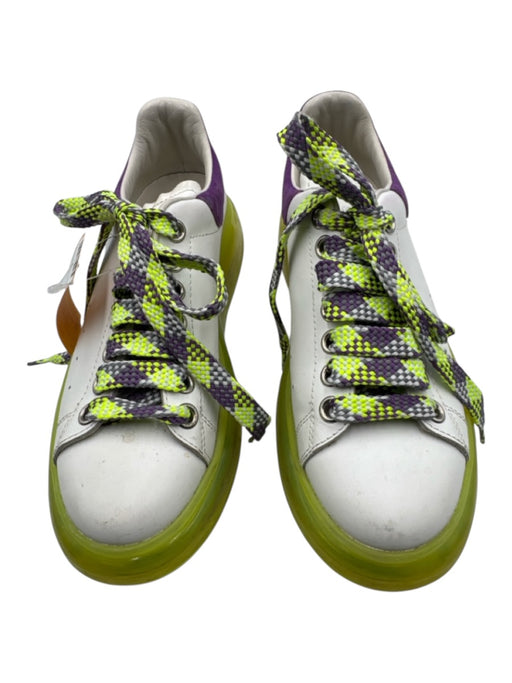 Alexander McQueen Shoe Size 37.5 Green, Purple, White Leather & Suede Sneakers Green, Purple, White / 37.5