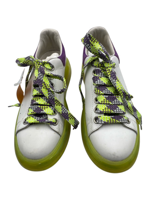 Alexander McQueen Shoe Size 37.5 Green, Purple, White Leather & Suede Sneakers Green, Purple, White / 37.5