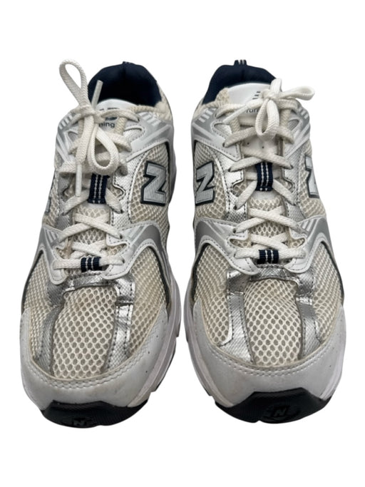 New Balance Shoe Size 9 Silver, Blue, White Synthetic Knit Lace Up Sneakers Silver, Blue, White / 9