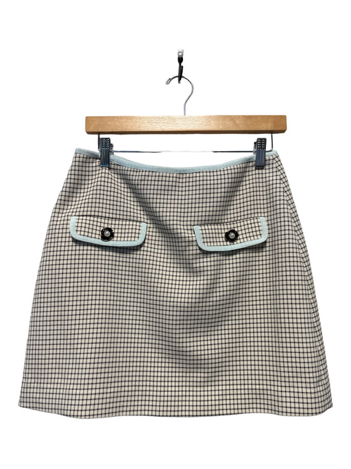 Self-Portrait Size 6 Aqua & Brown Polyester Blend Grid Print Front Pockets Skirt Aqua & Brown / 6