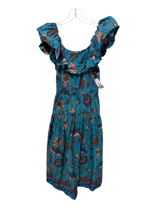 Ulla Johnson Size 2 Blue & Multi Cotton floral print Tiered Tie Belt Dress Blue & Multi / 2
