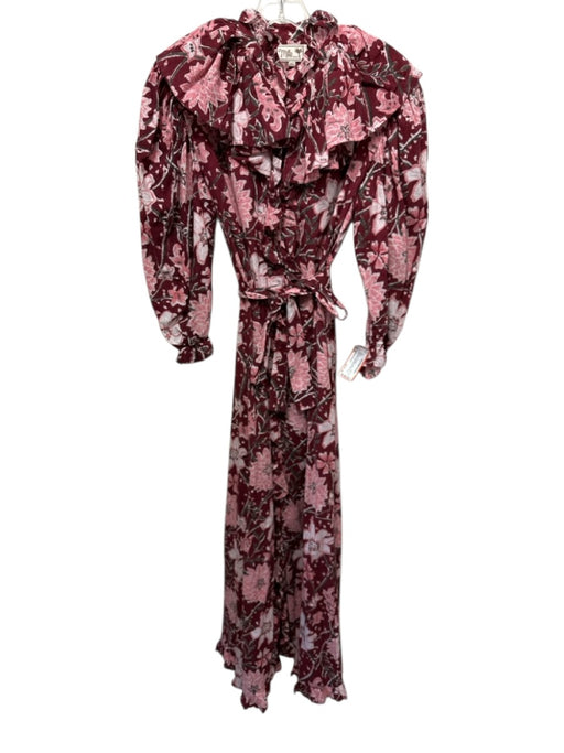 Mille Resort & Travel Size XS Burgundy, Pink, Multi Cotton Button Up Dress Burgundy, Pink, Multi / XS