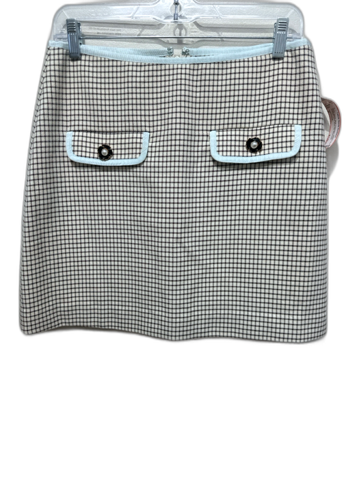 Self-Portrait Size 6 Beige, Black, Multi Polyester Front Pockets Grid Skirt Beige, Black, Multi / 6