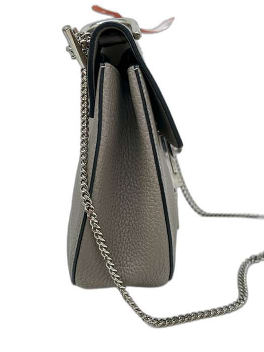 Chloe Gray Pebbled Leather Silver Hardware Turn Lock Closure Envelope Bag Gray / S