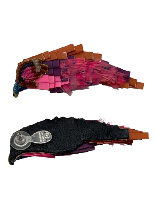 Mignonne Gavigan Pink, Purple, Multi Beaded Sequined Bird Post Back Earrings Pink, Purple, Multi