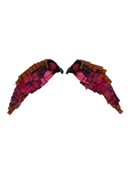 Mignonne Gavigan Pink, Purple, Multi Beaded Sequined Bird Post Back Earrings Pink, Purple, Multi