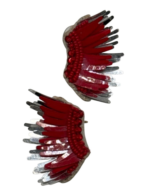 Mignonne Gavigan Red & Silver Plastic Beaded Wings Earrings Red & Silver