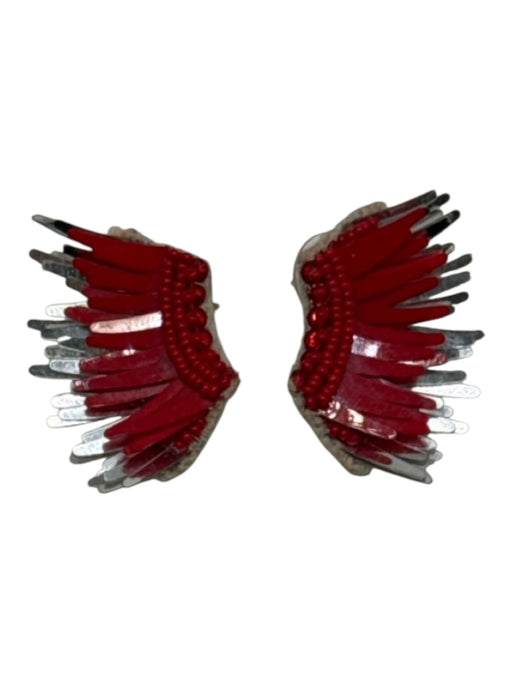 Mignonne Gavigan Red & Silver Plastic Beaded Wings Earrings Red & Silver