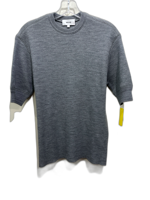 Vis A Vis Size 1/S Gray Wool Knit Half Sleeve Top Gray / 1/S