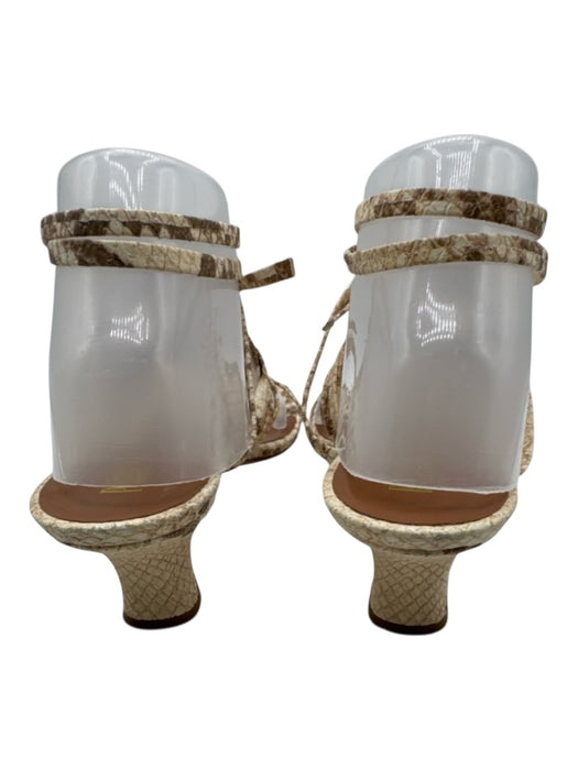 Paris Texas Shoe Size 39 Beige & Brown Leather Snake Skin Square Toe Sandals Beige & Brown / 39